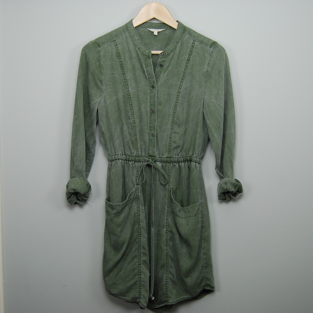 Lucky Brand Wash Green Utility Shirt Dress